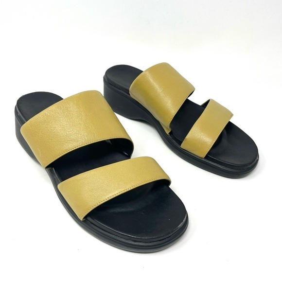 Rockport Chunky Light Olive Double Strap Leather Sandals Size 9 - Picture 2 of 10